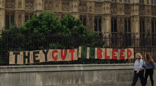 They Cut, We Bleed: Sisters Uncut protest at Westminster after #budget2015
