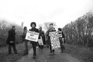 Sisters Uncut at Yarls Wood detention centre,  photo credit Levi Lawrence