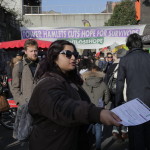 East End Sisters banner drop in Brick Lane against Hopetown hostel closure